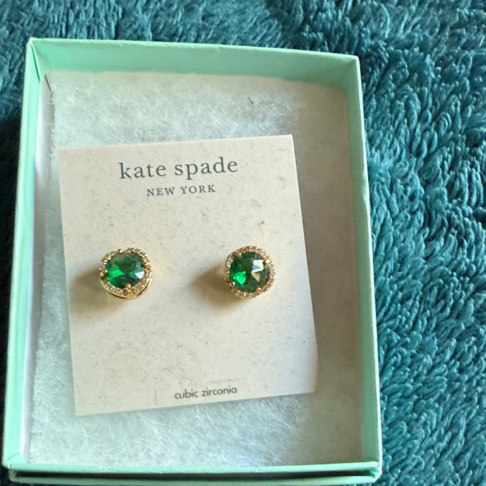 Kate Spade Emerald Green and Gold Earrings